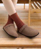 Genuine Suede Backstrap Clogs by Qomfort