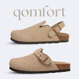 Genuine Suede Backstrap Clogs by Qomfort